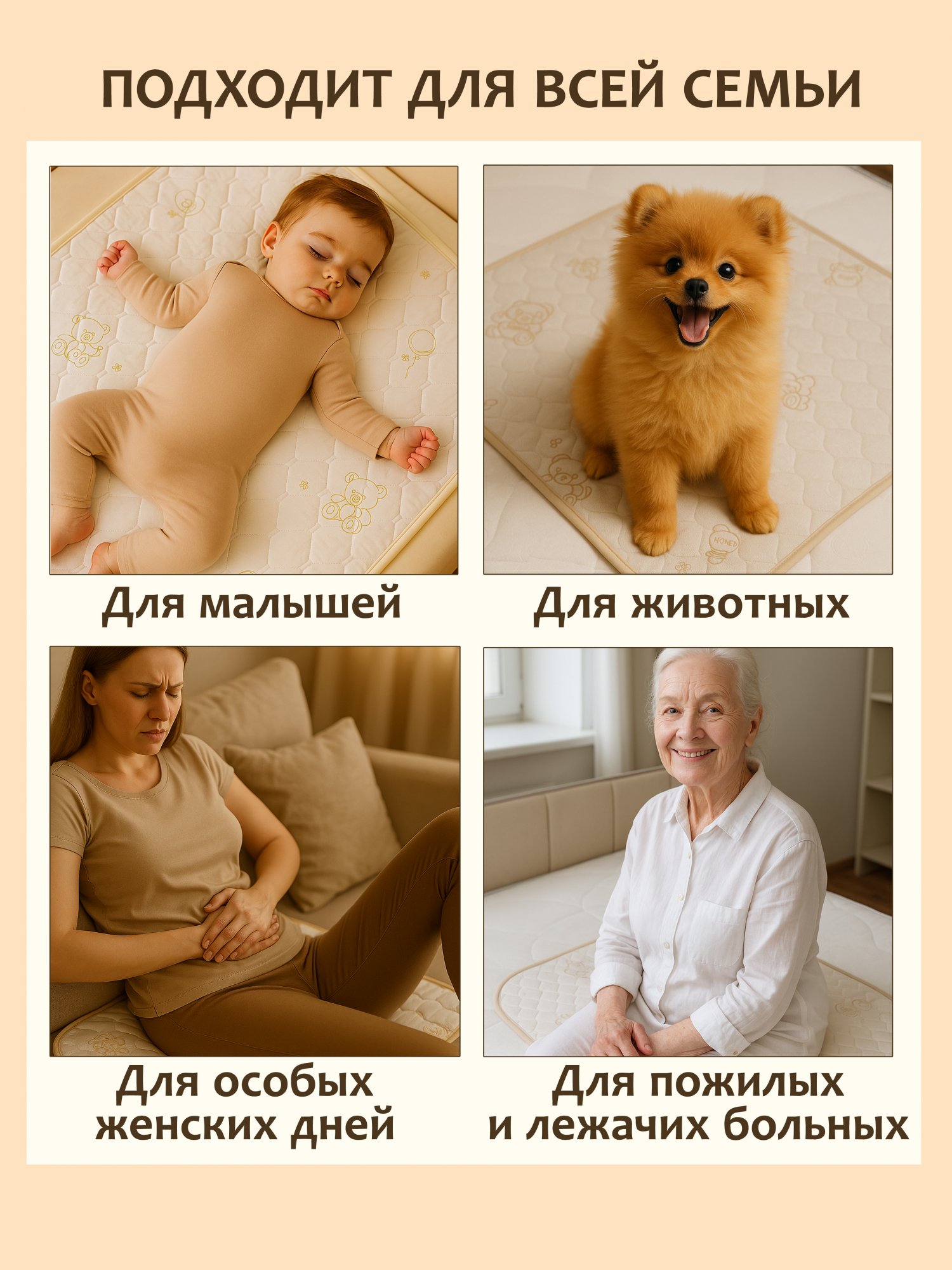 Пеленка впитывающая непромокаемая многоразовая 